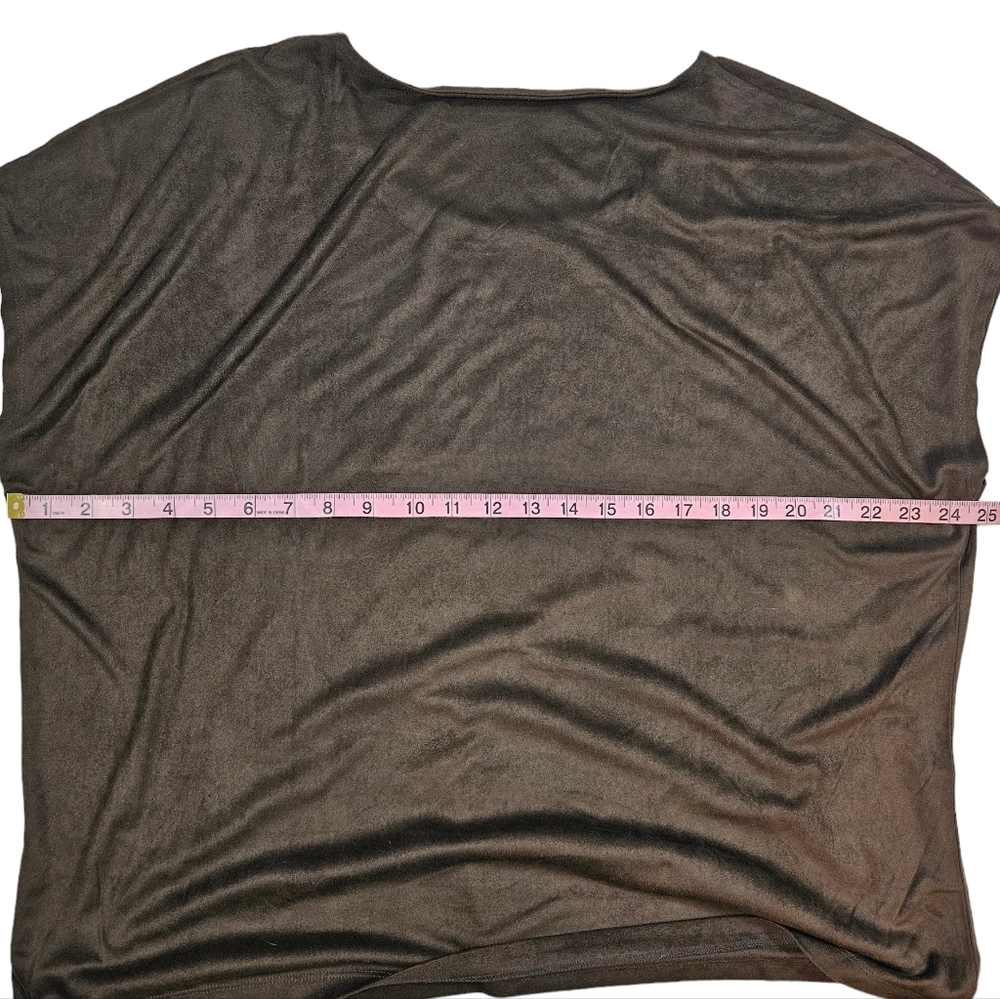 Chicos Chocolate Brown Ultra Suede Coquette Top Size 2 US 12 Large Sheer Blouse - Picture 12 of 12